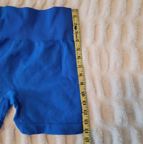 OQQ Blue Ribbed High-Waisted Shorts - Picture 4 of 5